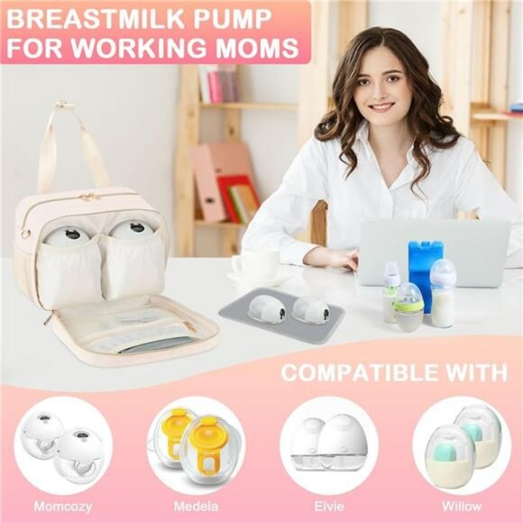 Breastmilk Cooler Bag with Ice Pack Insulated Baby Bottle Pump Carrier - Picture 3 of 7